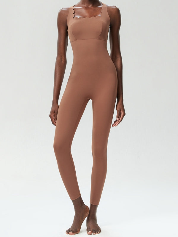 ZASUWA Female Cloud Edge Cross Back Jumpsuit