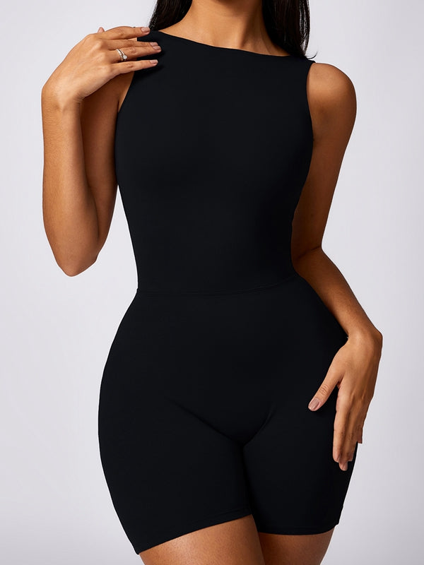 ZASUWA Female Hollow Out U Back High-Support Scrunch Bum Romper