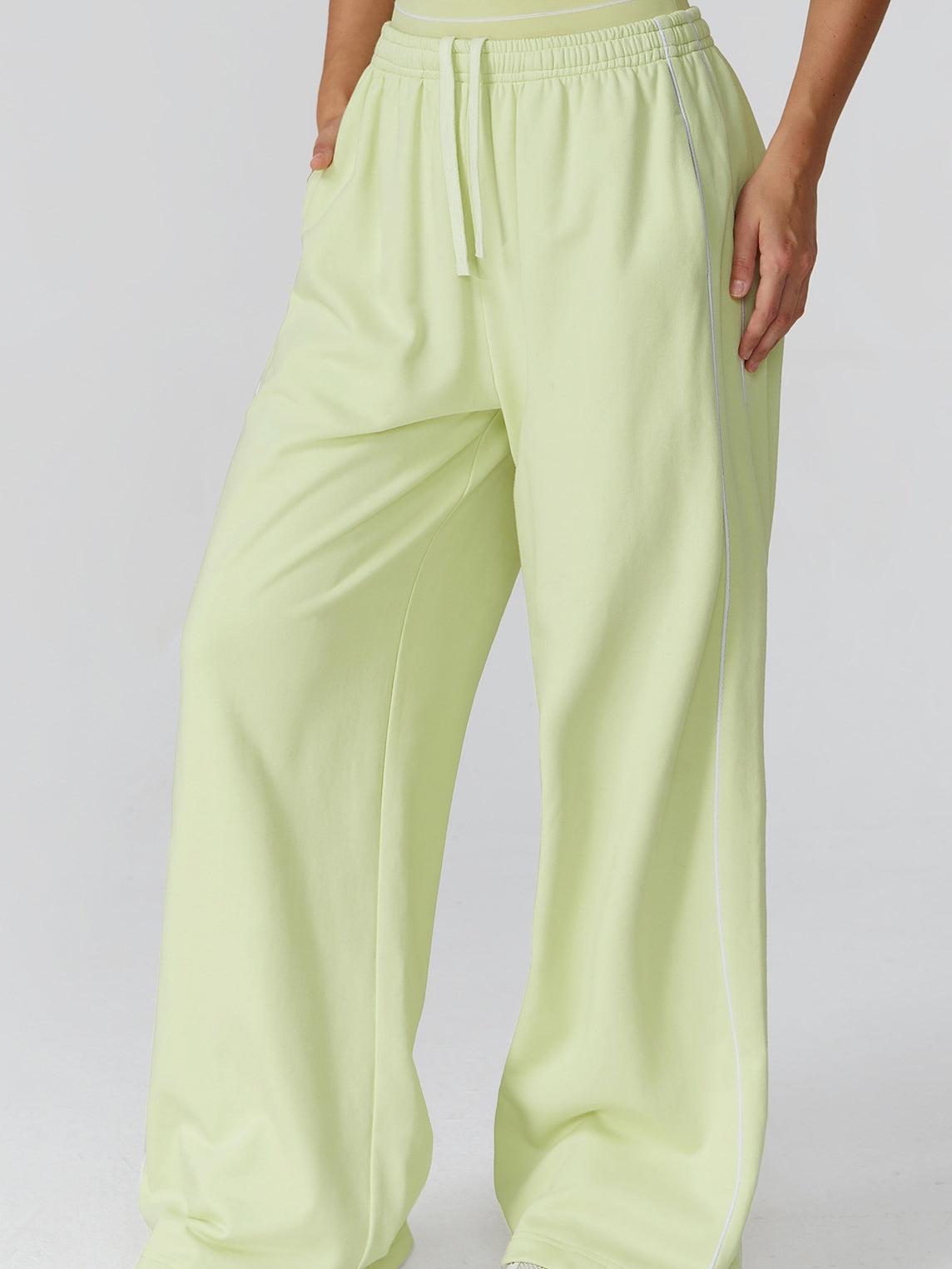 ZASUWA Female Casual Loose Contrast Color Stripe High-rise Pants