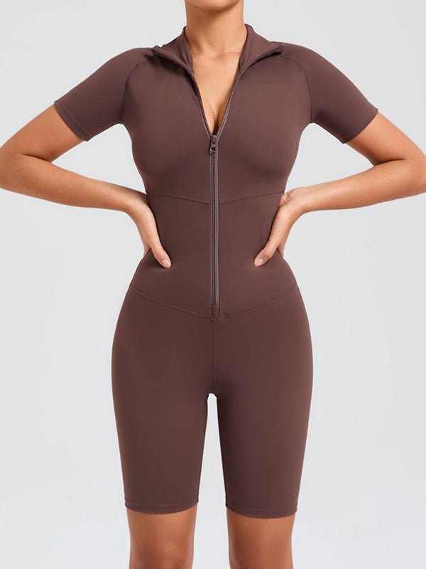 ZASUWA Female Zipper Stand Collar Romper