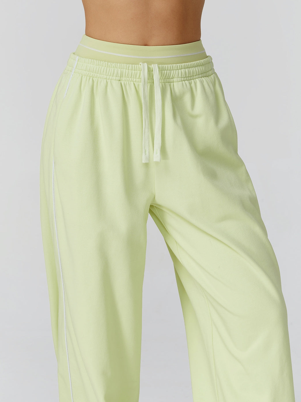 ZASUWA Female Casual Loose Contrast Color Stripe High-rise Pants