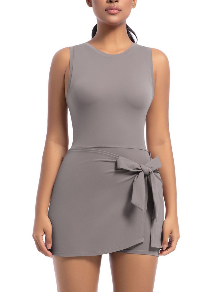 ZASUWA Female Solid Color 2 in 1 Design Quick-dry Dress