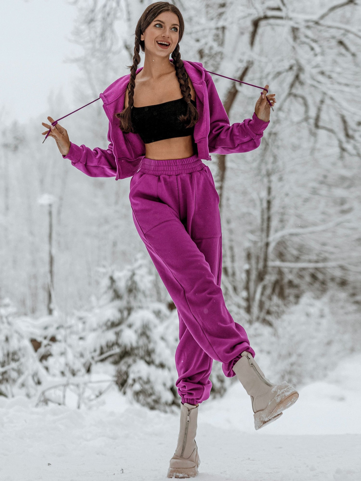 ZASUWA Female Zipper Drawstring Cropped Hoodies X ANECHKAANNN ⭐