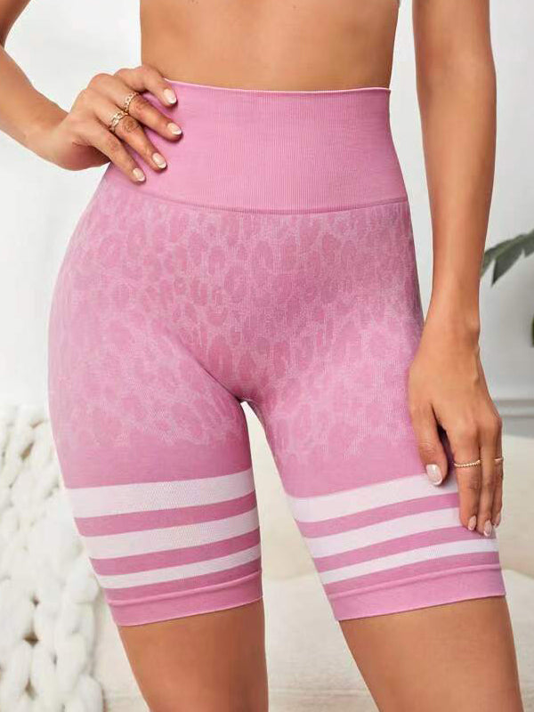 ZASUWA Female Leopard Peach Hip Scrunch Bum Spandex Gym Booty Shorts