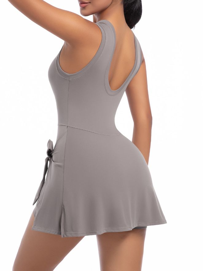 ZASUWA Female Solid Color 2 in 1 Design Quick-dry Dress