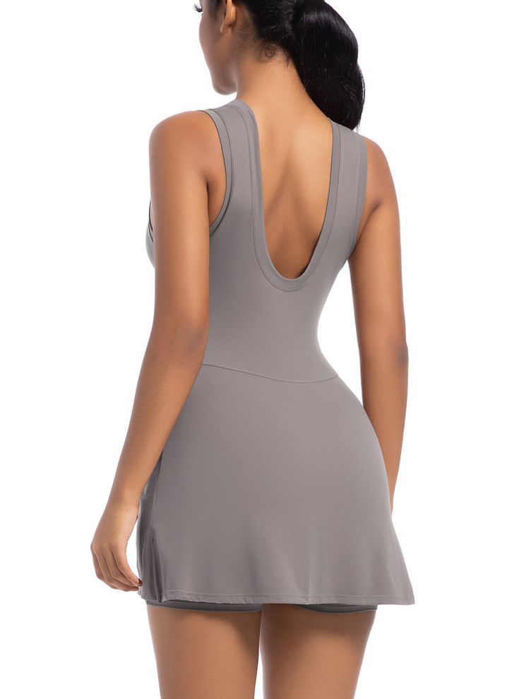 ZASUWA Female Solid Color 2 in 1 Design Quick-dry Dress