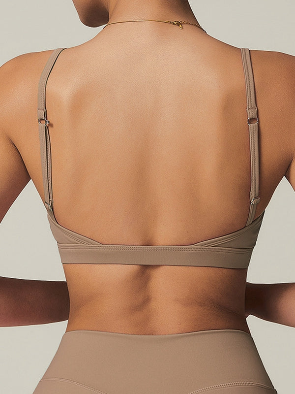 ZASUWA Female Front Folds Cross Back Backless Sports Bras