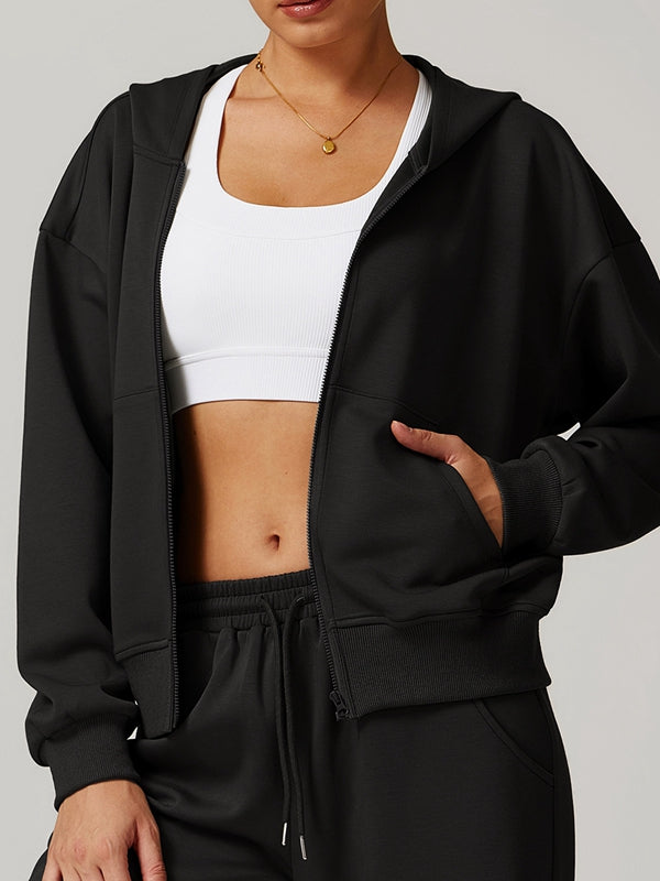 ZASUWA Female Pocket Zipper Casual Hoodie