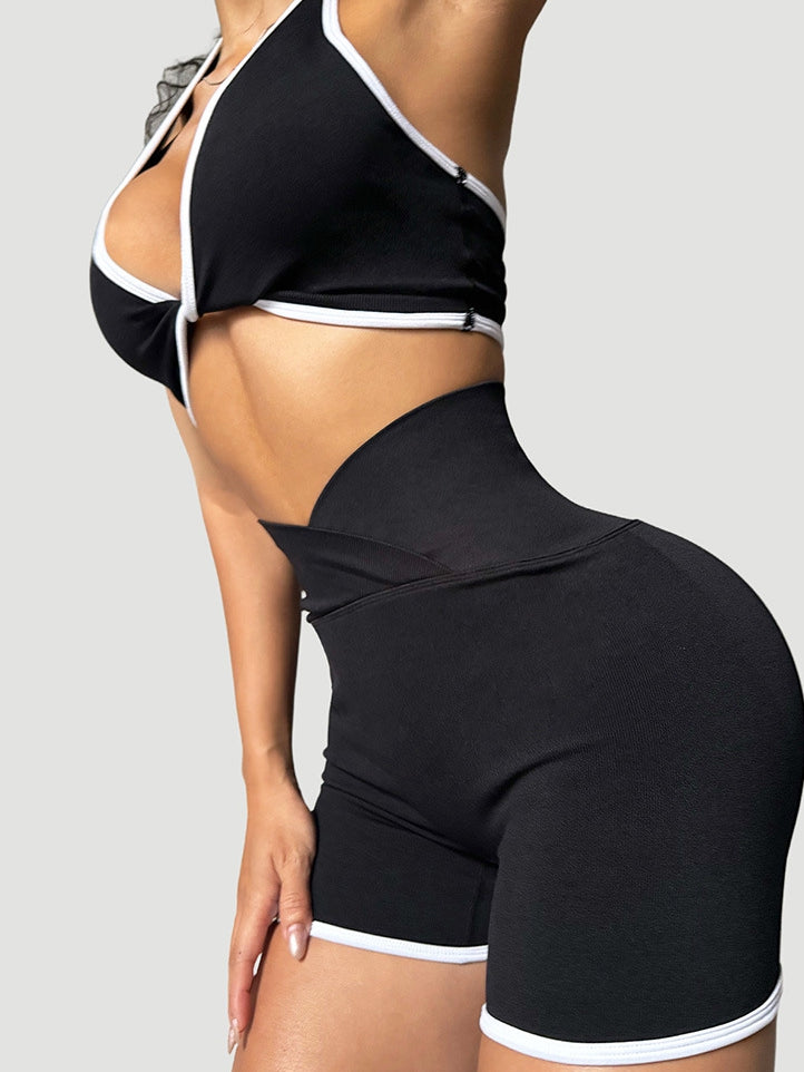 ZASUWA Female Contrast Color Quick Dry Short Tracksuit