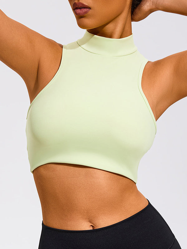 ZASUWA Female Sexy Solid Color Hollow Out Stand Up Collar Tank