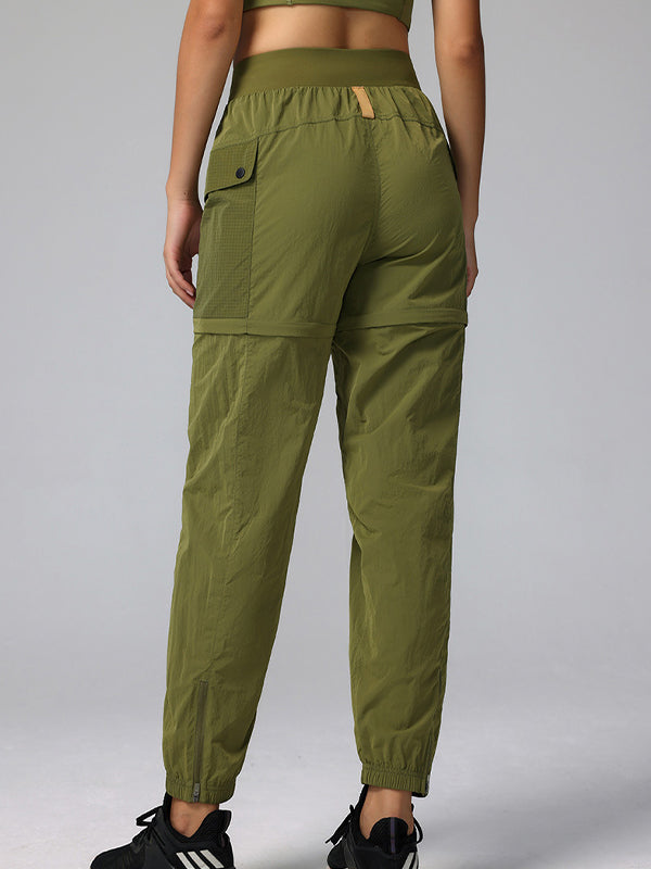 ZASUWA Female Drawstring Pocket Casual Cargo 2 in 1 Design Pants