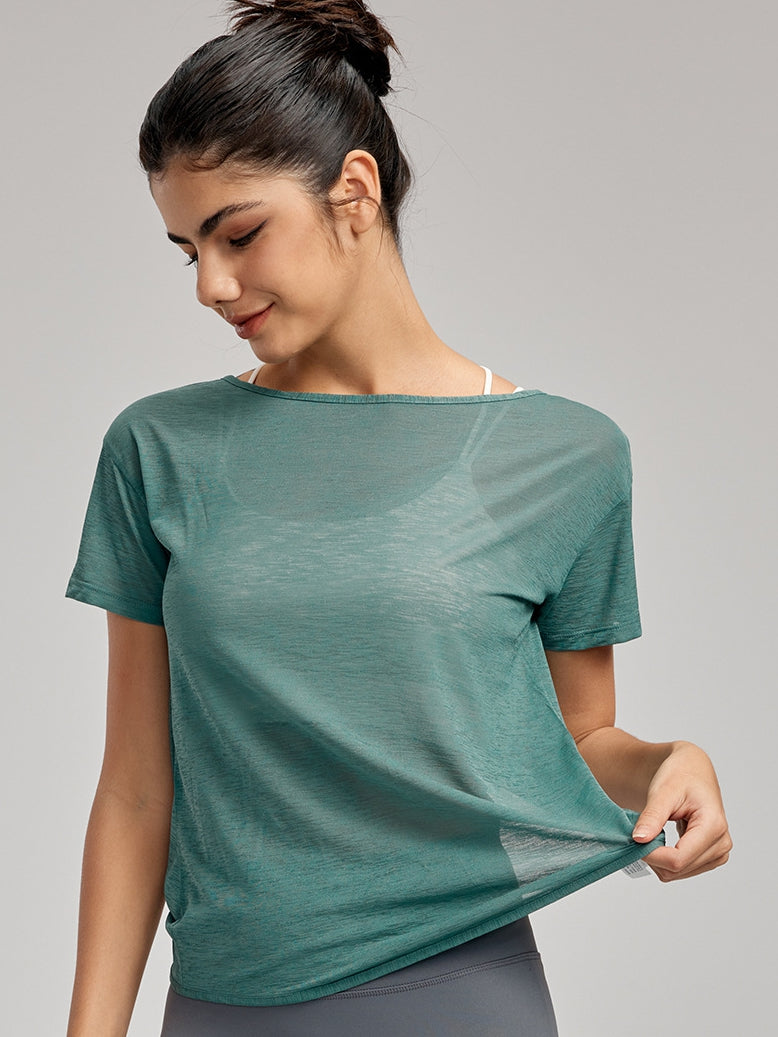 ZASUWA Female Solid Color Breathable Smock Without Bras Short Sleeves