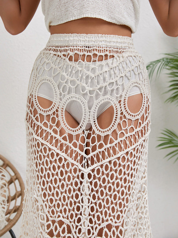ZASUWA Female Sexy Hollow Out Fishnet Without Bikini Set Swimwear Cover Dress
