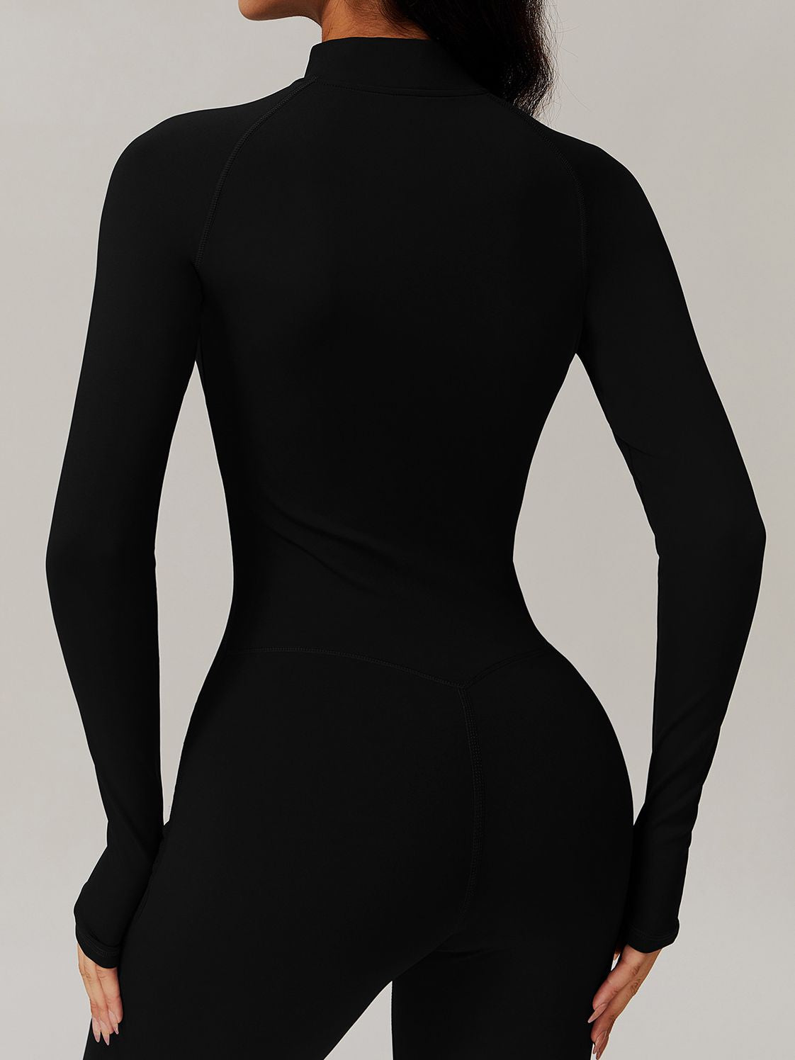 ZASUWA Female Zipper Stand Collar Coral Fleece Long-Sleeved Jumpsuit