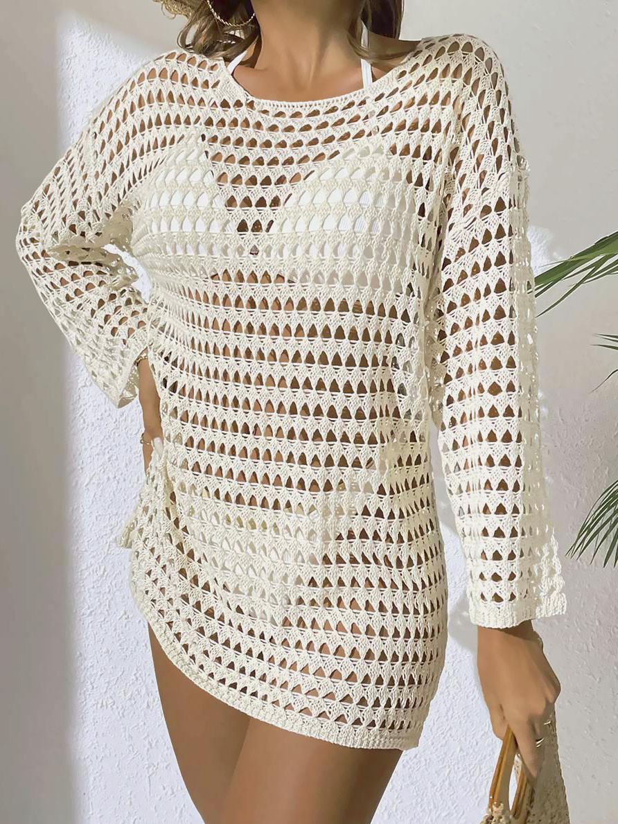 ZASUWA Female Sexy Sheer Fishnet Swimwear Without Bikini Set Cover Dress