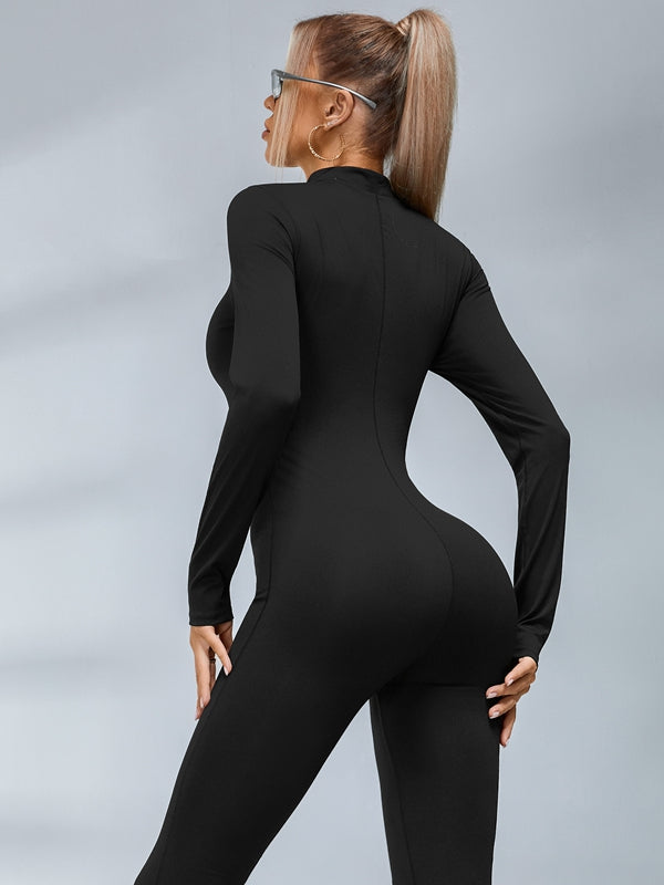 ?ZASUWA Female Trendy Zipper Flare Body-fit Jumpsuit