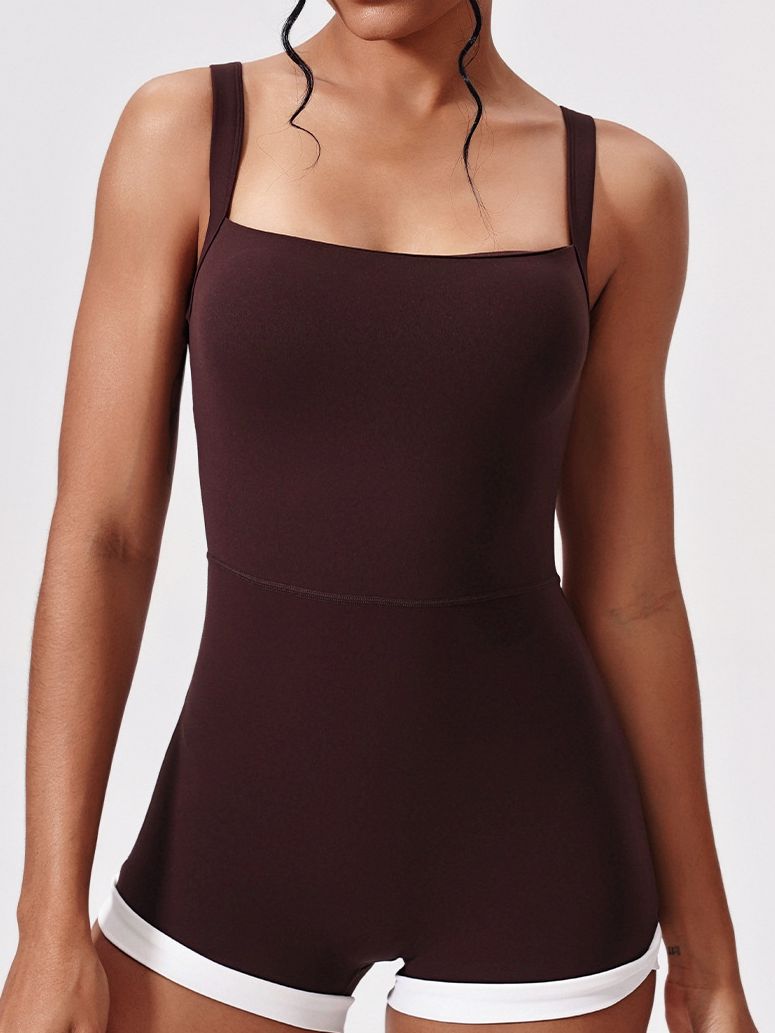 ZASUWA Female Contrast Color Cross Back Backless Romper