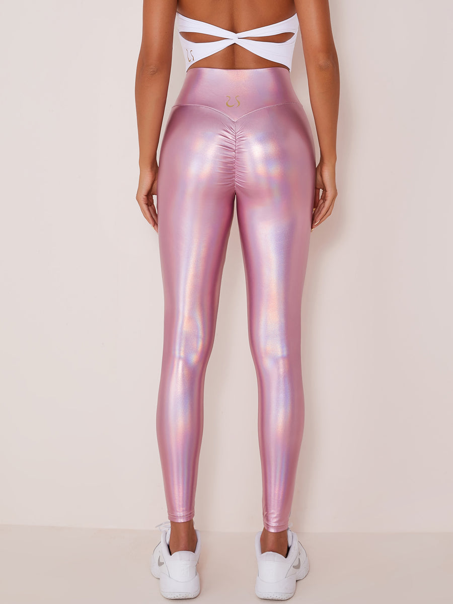 ?ZASUWA Female Sexy Stylish Light Pink Laser Leggings