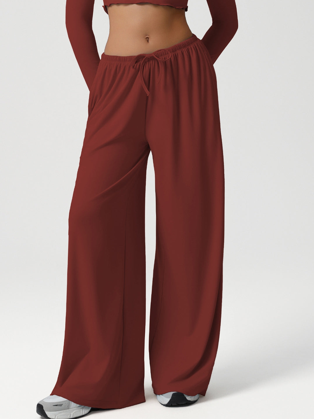 ZASUWA Female Drawstring Pocket Solid Color Casual Pants