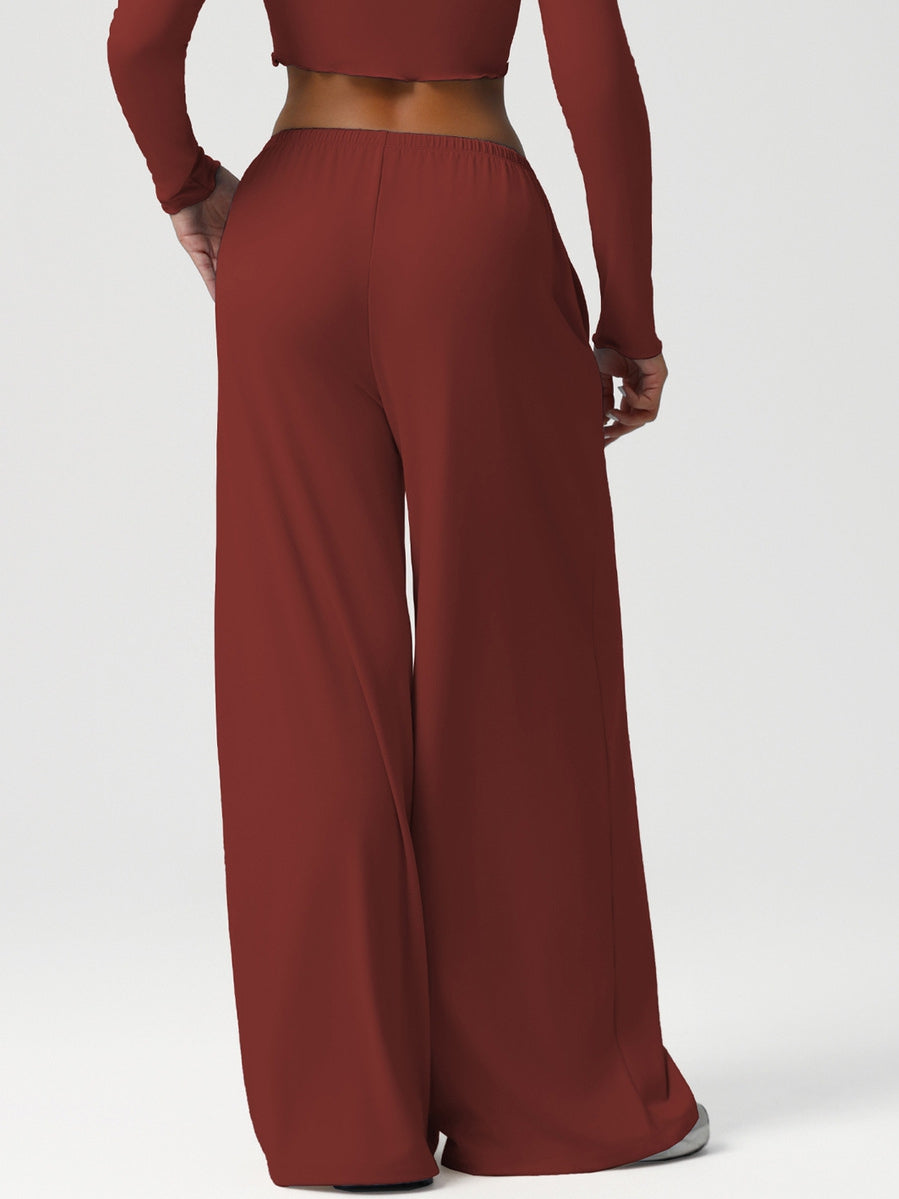 ZASUWA Female Drawstring Pocket Solid Color Casual Pants