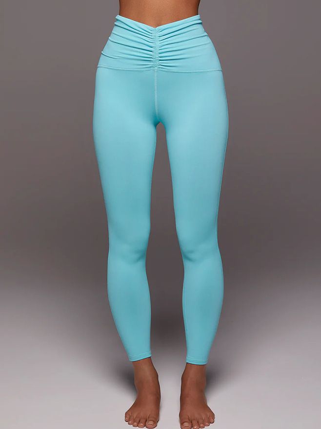 ZASUWA Female Solid Color Unique Folds V Shape Waist Leggings