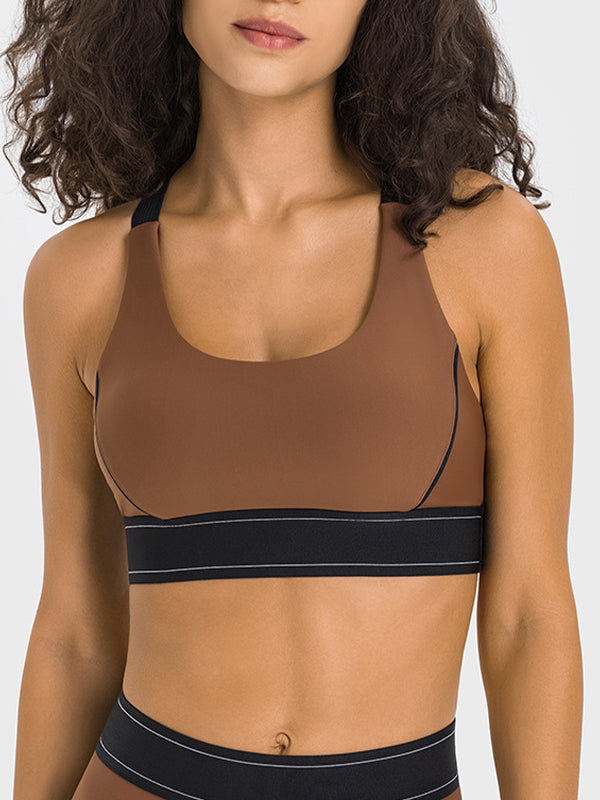 ZASUWA Female Contrast Color Push Up Design Elastic Tight Shockproof Tracksuit