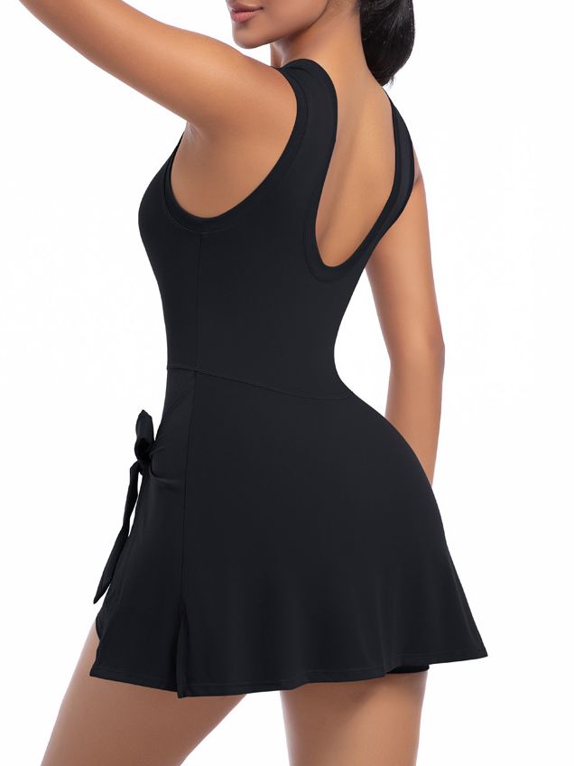 ZASUWA Female Solid Color 2 in 1 Design Quick-dry Dress