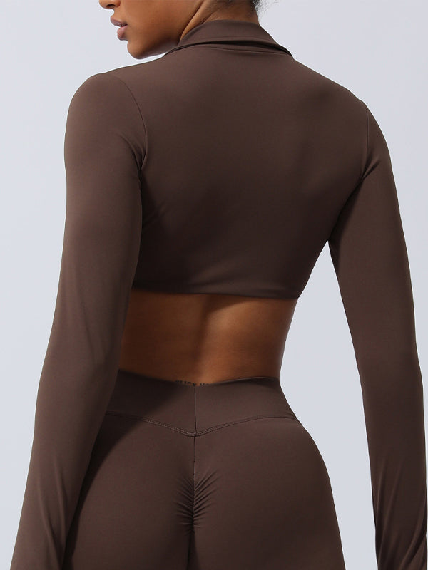 ZASUWA Female Twist Breathable with Chest Pads Yoga Long Sleeves