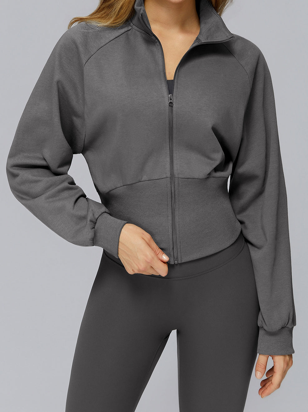 ZASUWA Female Zipper Stand Up Collar Windproof Jacket
