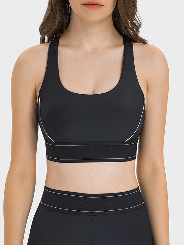 ZASUWA Female Contrast Color Push Up Design Elastic Tight Shockproof Tracksuit