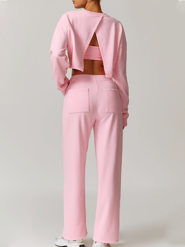ZASUWA Female Split Backless High-waisted Casual Loose Tracksuit