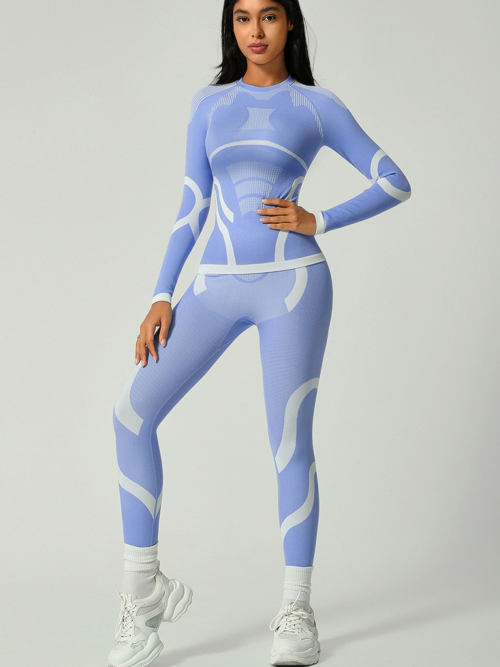 ZASUWA Female Quick Dry Warm Contrast Color Elastic Tight Ski Tracksuit