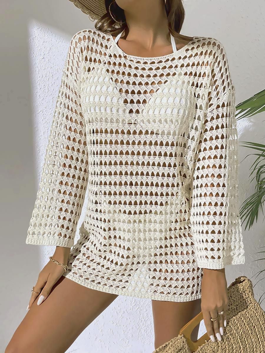 ZASUWA Female Sexy Sheer Fishnet Swimwear Without Bikini Set Cover Dress