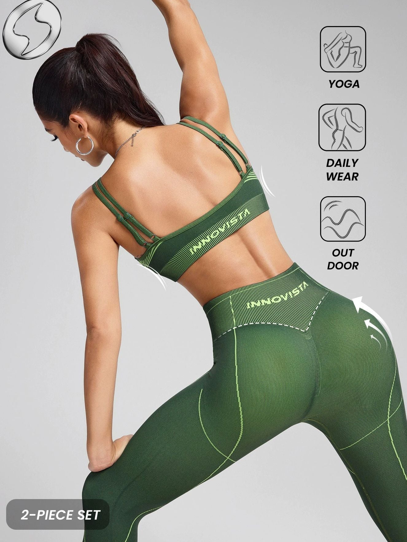 ZASUWA Female Contrast Color Fishnet Stripe Print Tracksuit