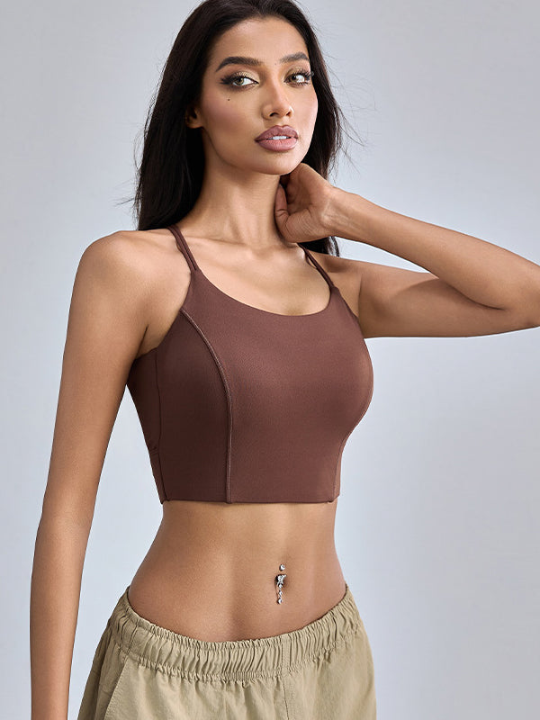 ZASUWA Female Solid Color Cross Back Quick Dry Sports Bras