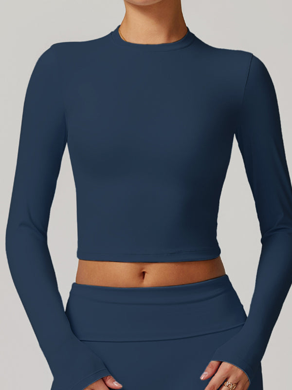 ZASUWA Female Solid Color Quick Dry Elastic Tight Long Sleeves