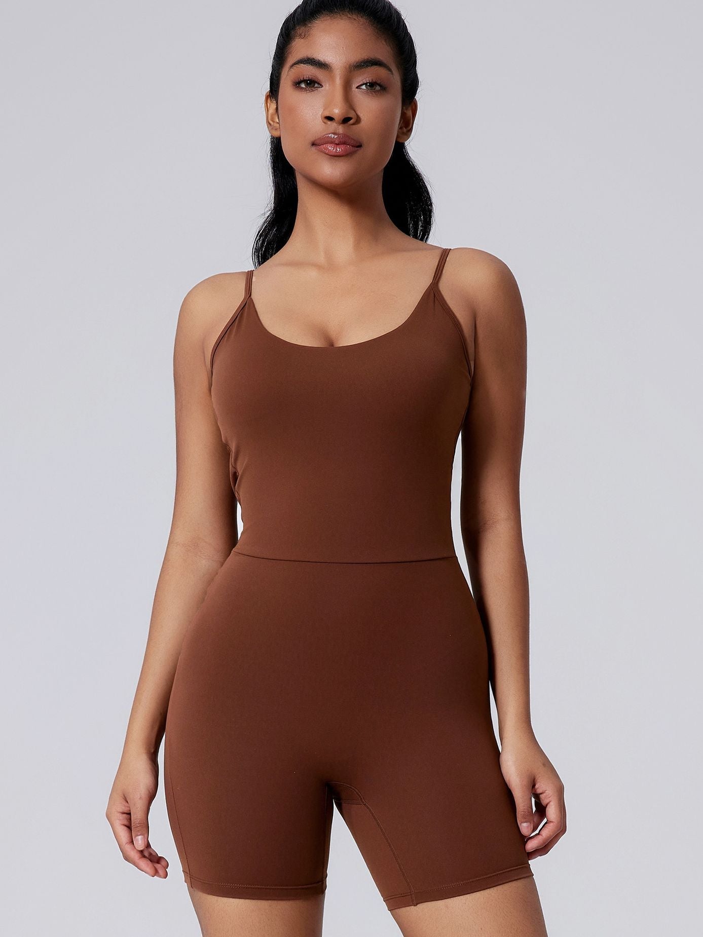 ZASUWA Female Backless Solid Color Elastic Tight Romper