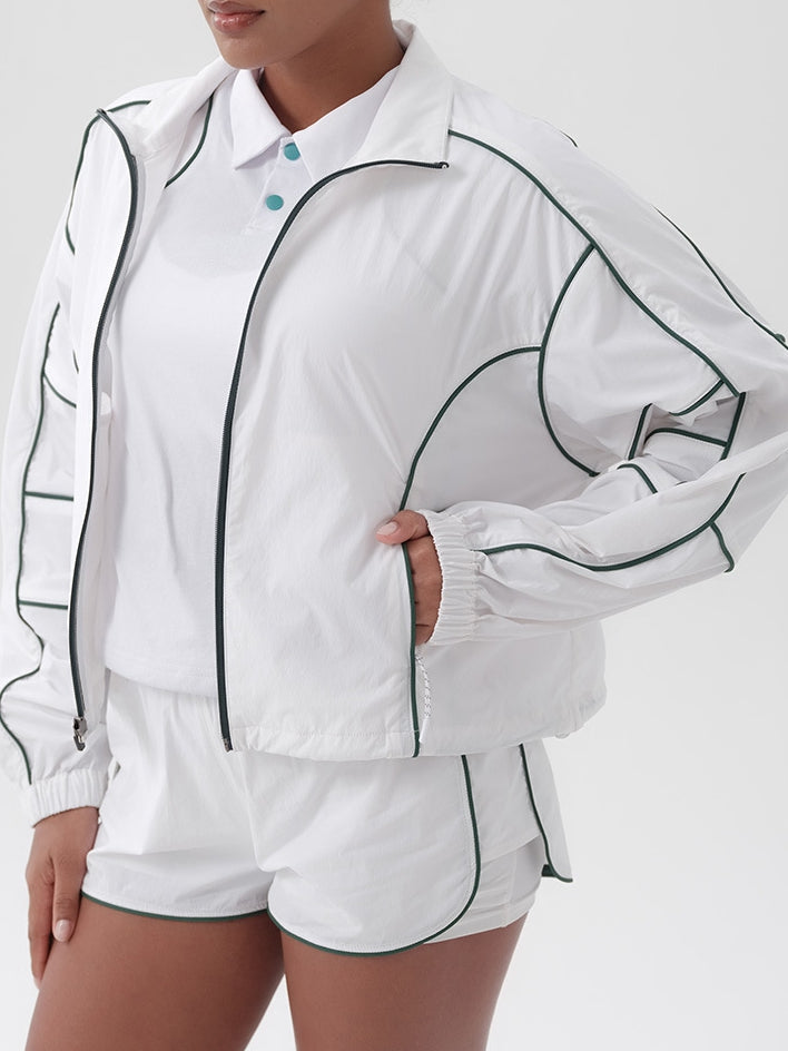 ZASUWA Female Contrast Color Zipper Pocket Casual Loose Quick Dry Jackets