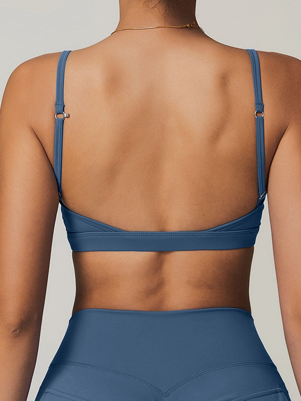 ZASUWA Female Front Folds Cross Back Backless Sports Bras