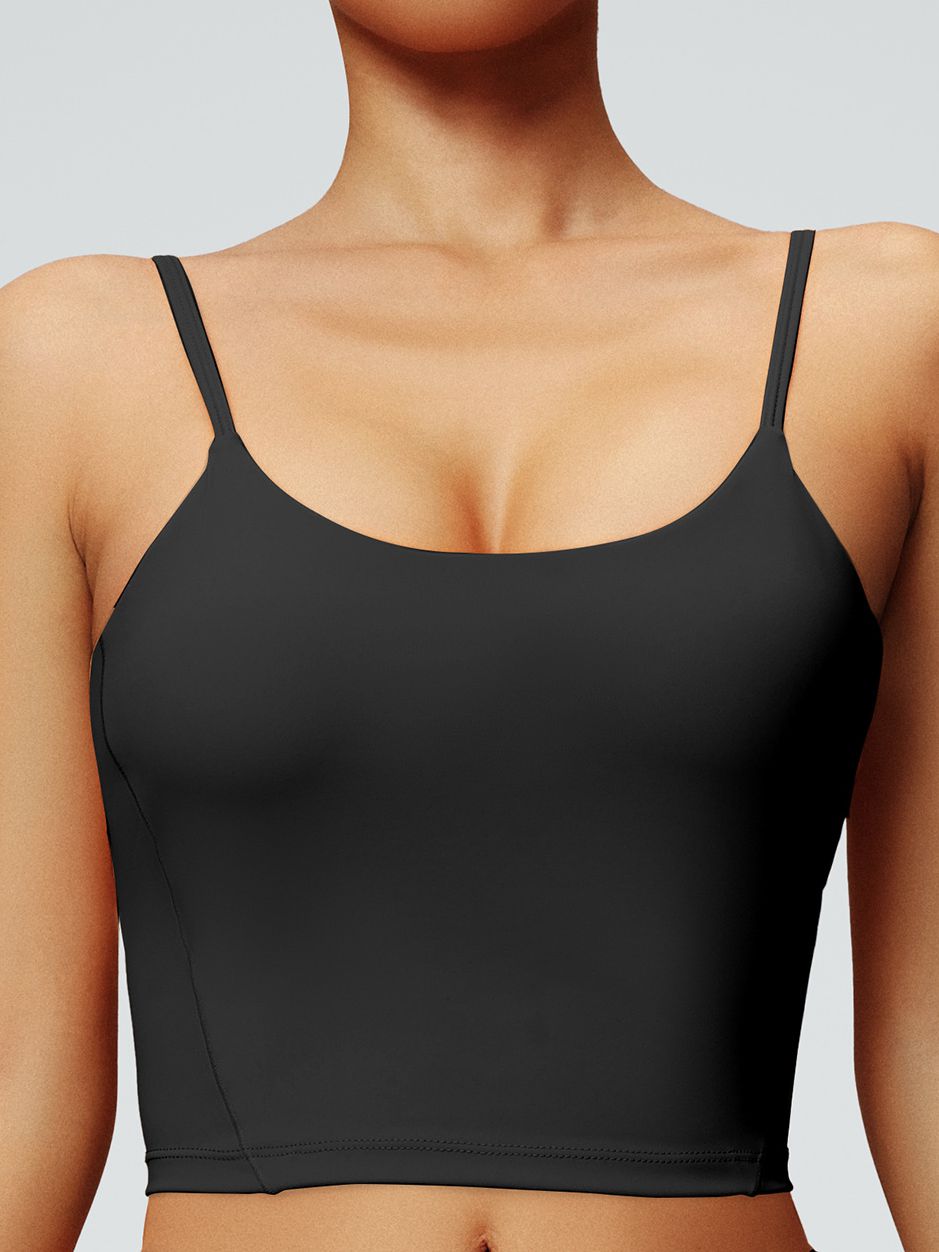 ZASUWA Female U Collar Backless Adjustable Strap Solid Color Sports Bras