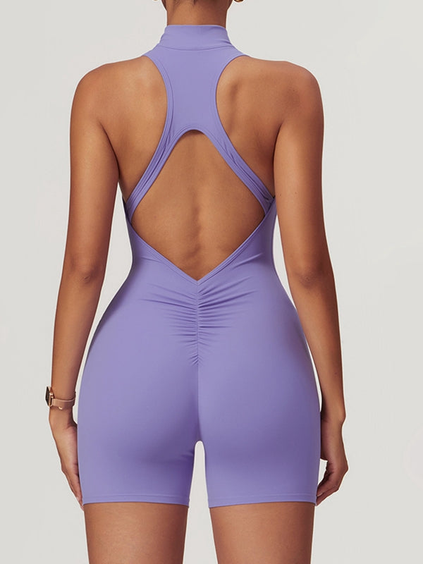 ZASUWA Female Zipper Backless Scrunch Bum Romper