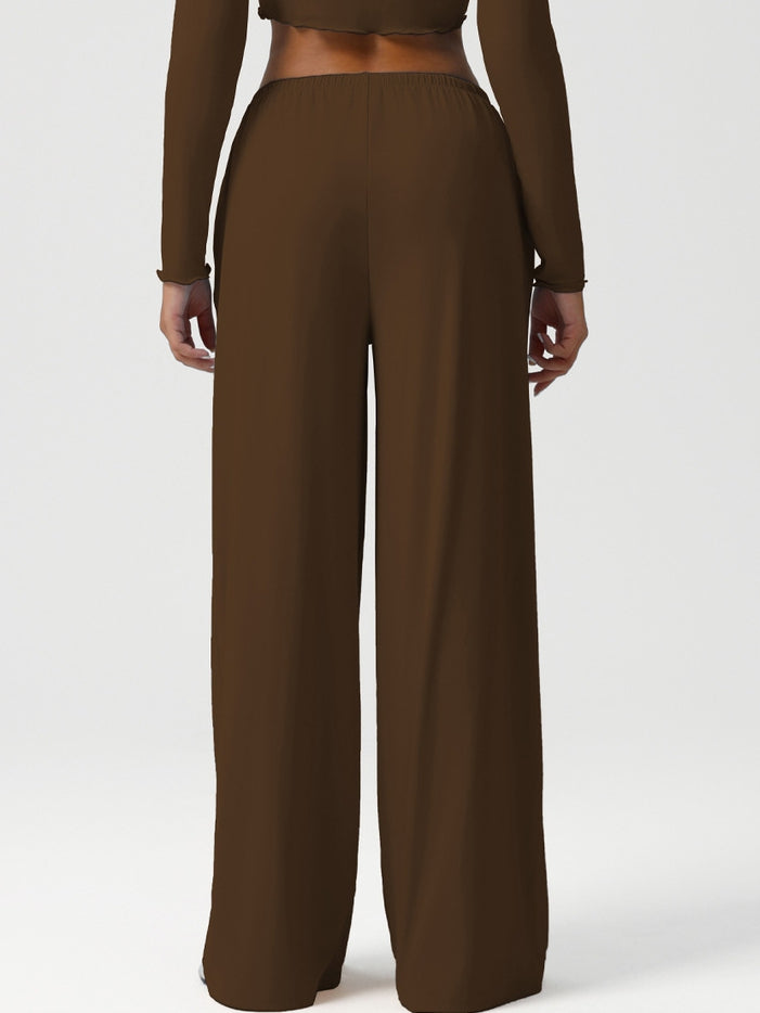 ZASUWA Female Drawstring Pocket Solid Color Casual Pants