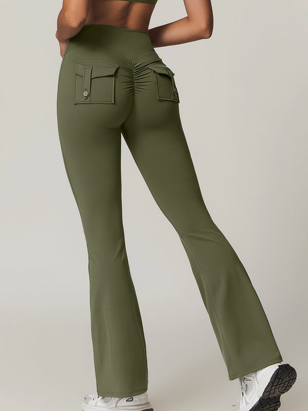 ZASUWA Female Pocket Scrunch Bum Flare Cargo Leggings