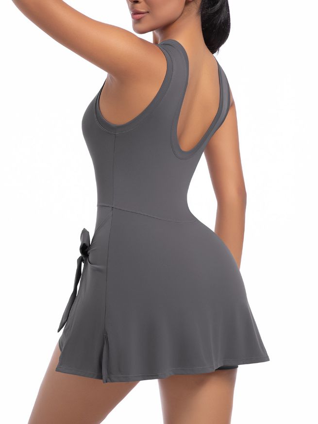 ZASUWA Female Solid Color 2 in 1 Design Quick-dry Dress