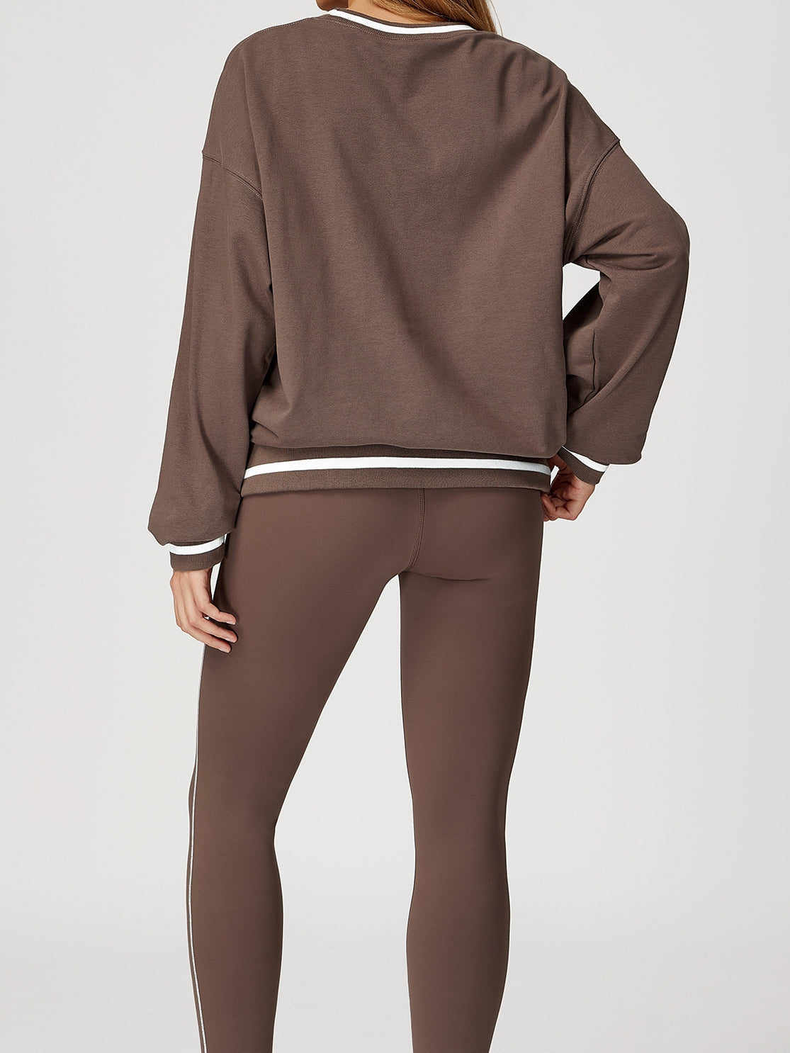 ZASUWA Female Contrast Color Casual Loose Round Neck Hoodie