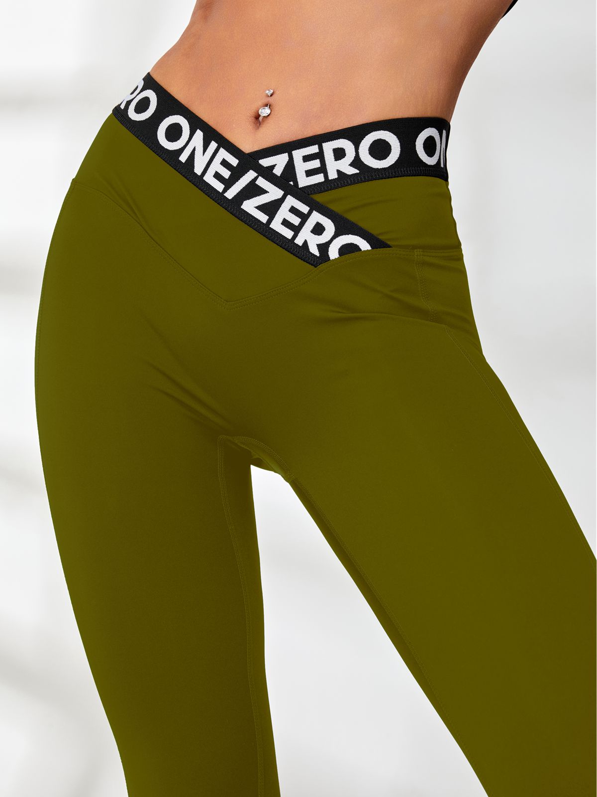 ZASUWA Female Print Contrast Color V-shape Waist Leggings