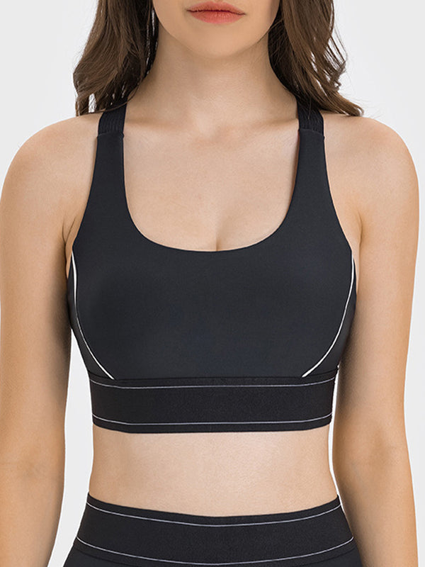 ZASUWA Female Contrast Color Adjustable Strap with Chest Pads Sports Bras