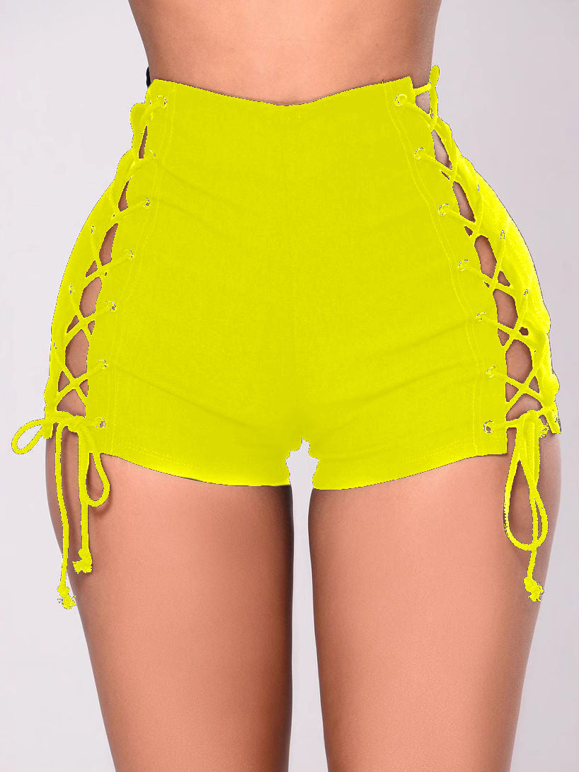 ZASUWA Female Sexy Drawstring Hollow Out Shorts