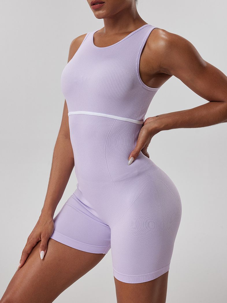ZASUWA Female Hollow Out Elastic Tight Ribbed Romper