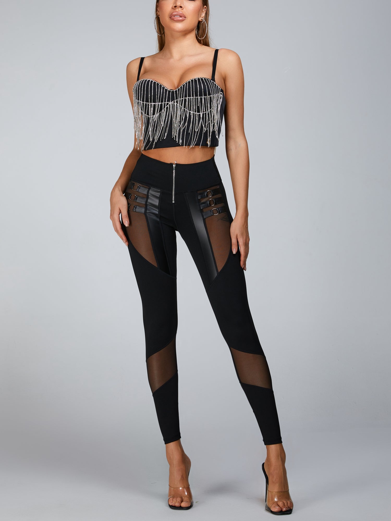 ?ZASUWA Female Beading Tassel Corset Sports Bras